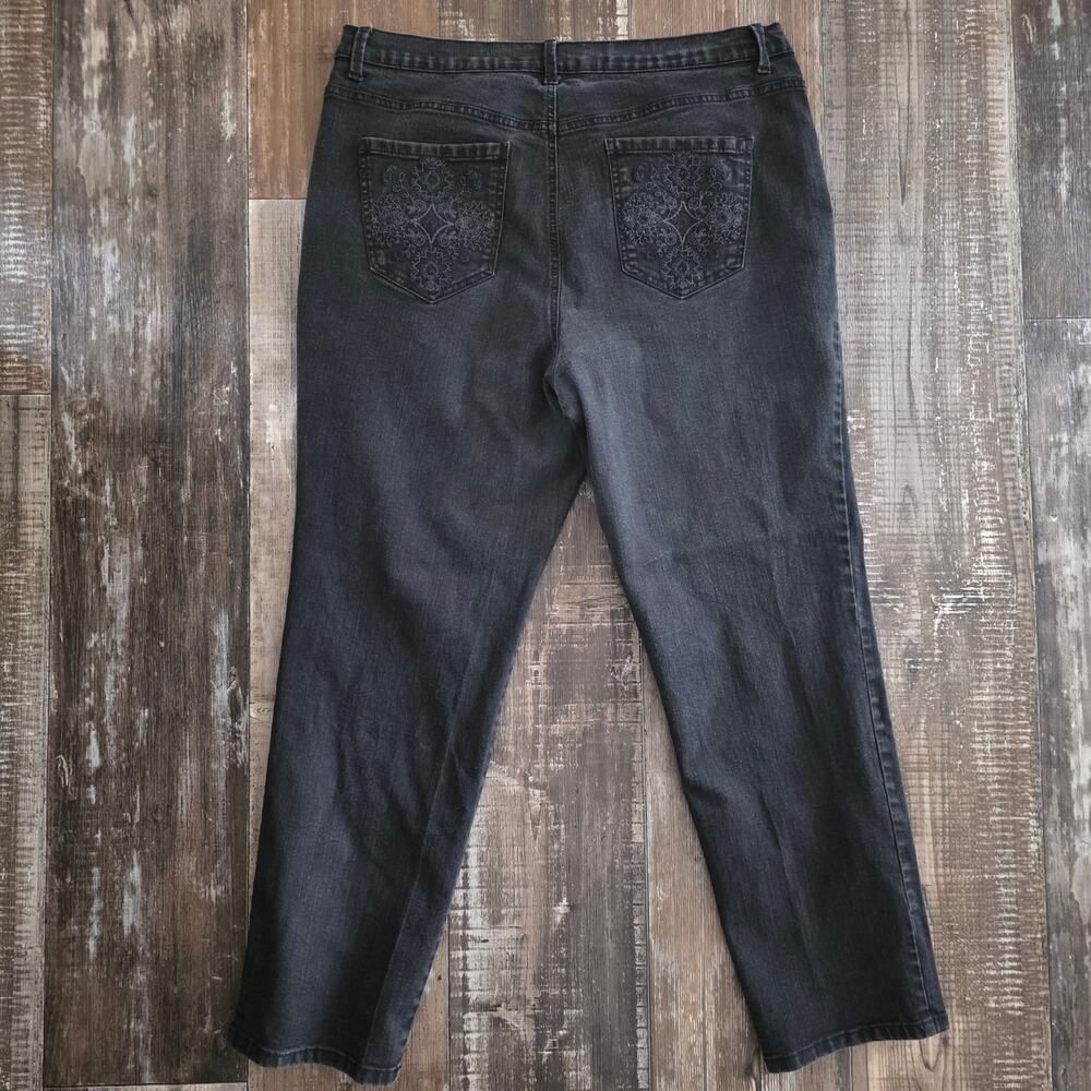 Gloria Vanderbilt Black Jeans Embroidered Back Pockets Women's Size 16W